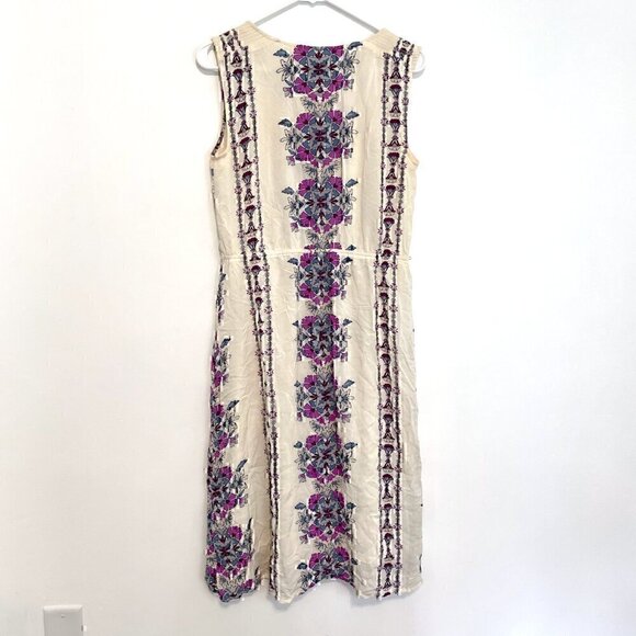OLD NAVY Printed Tassle Boho Midi Dress Cream Ivory Floral Tassel Boho M NO BELT - Picture 12 of 13